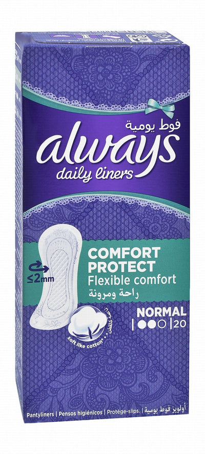 Always Comfort Protect Daily Normal Pantyliners, 20 Pieces