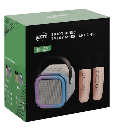 BDT K22 Portable Karaoke Speaker with Microphone - Beige & White, 1 pack