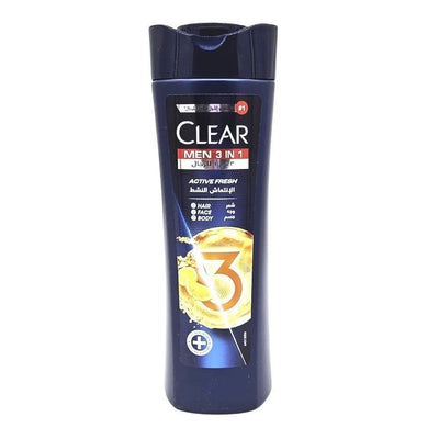 Clear Men 3-in-1 Active Fresh Shampoo for Hair, Body & Face, 400ml