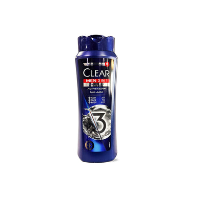 Clear Men 3in1 Active Clean Shampoo For Hair Face & Body, 600ml