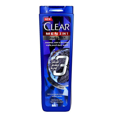 Clear Men 3in1 Shampoo, Body & Face Wash with Activated Charcoal, 400ml