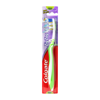 Colgate Zig Zag Green & White Medium Toothbrush, 1 Piece