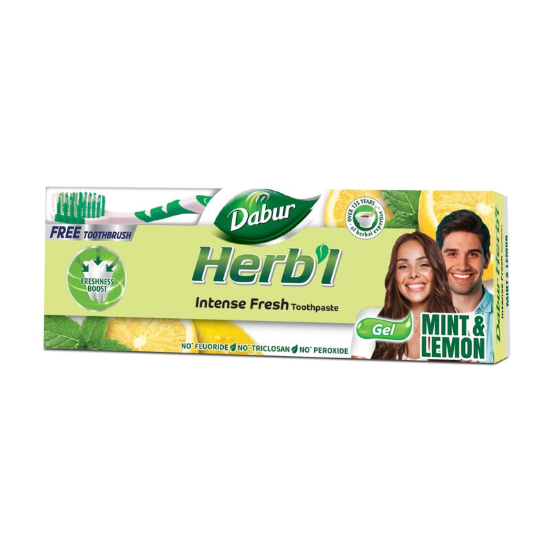 Dabur Herbl Mint And Lemon gel Toothpaste 150 g + Toothbrush Free