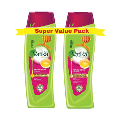 Dabur Vatika Naturals Honey & Egg Repair & Restore Shampoo, 2x400ml