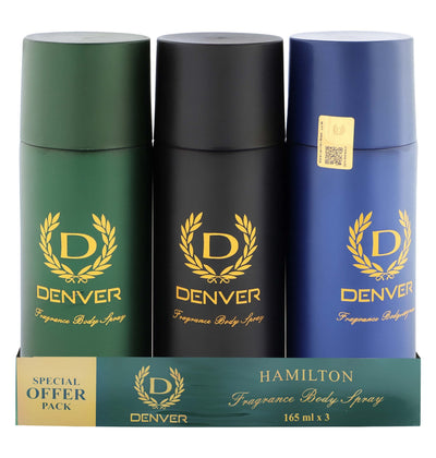 Denver Assorted Fragranced Body Sprays (Special Offer), 3x165ml