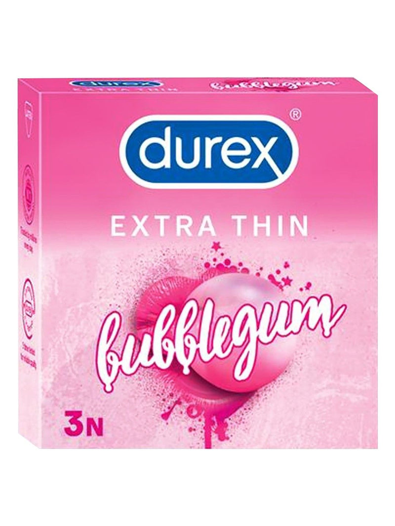 Durex Extra Thin Bubblegum Condoms, 3 Pieces
