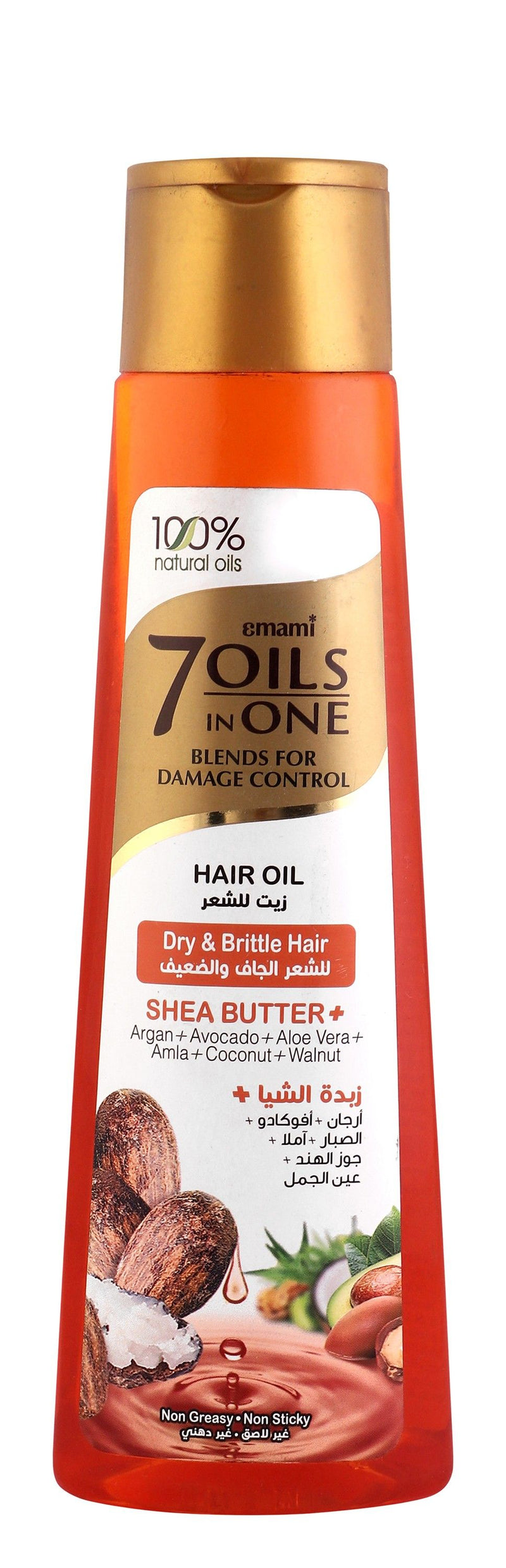 Emami 7in1 Non-Greasy Oil Blend with Shea Butter for Dry & Brittle Hair, 200ml