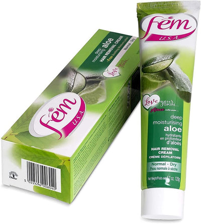 Fem Aloevera Hair Removal Cream for Normal & Dry Skin, 120g