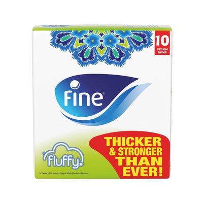 Fine Fluffy Facial 2Ply Tissue, 10x20 Sheets