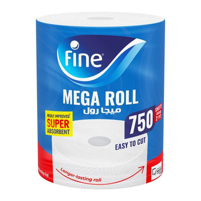 Fine Mega Roll 2Ply Tissue, 750 Sheets, 1 Piece