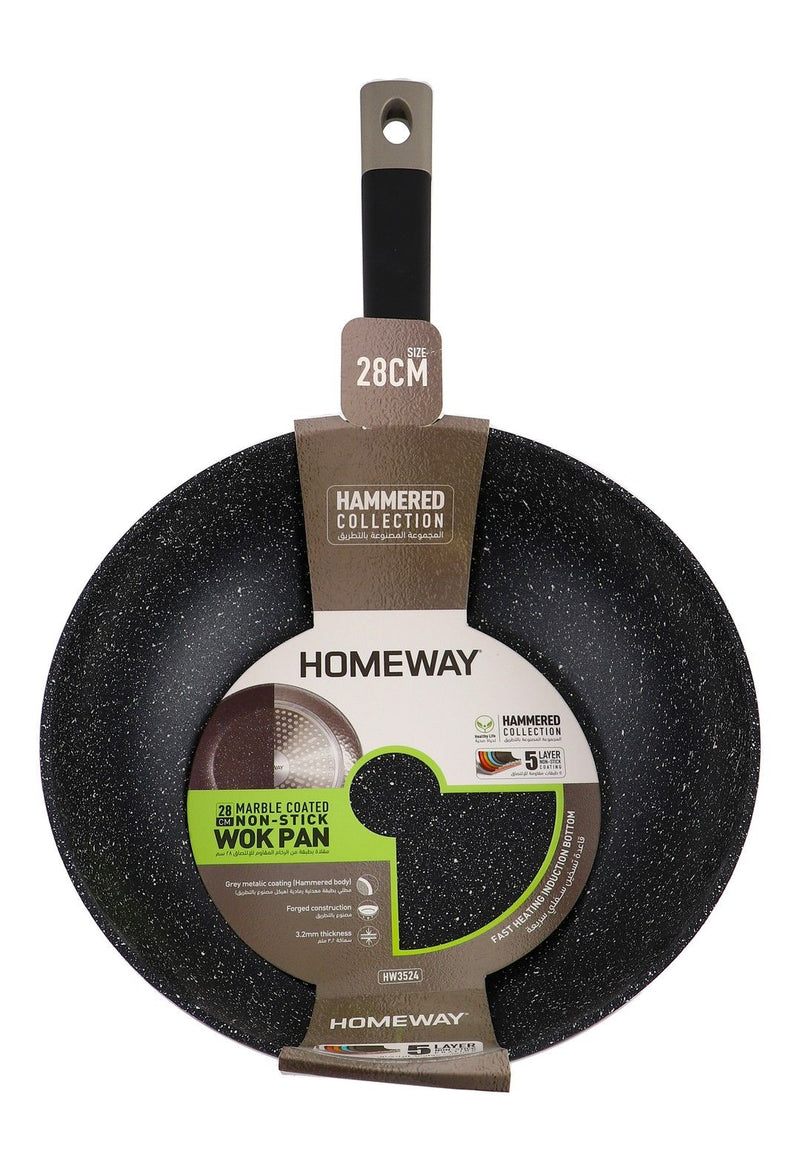 Homeway Marbel Coated Non Stick Wok Pan, 28cm