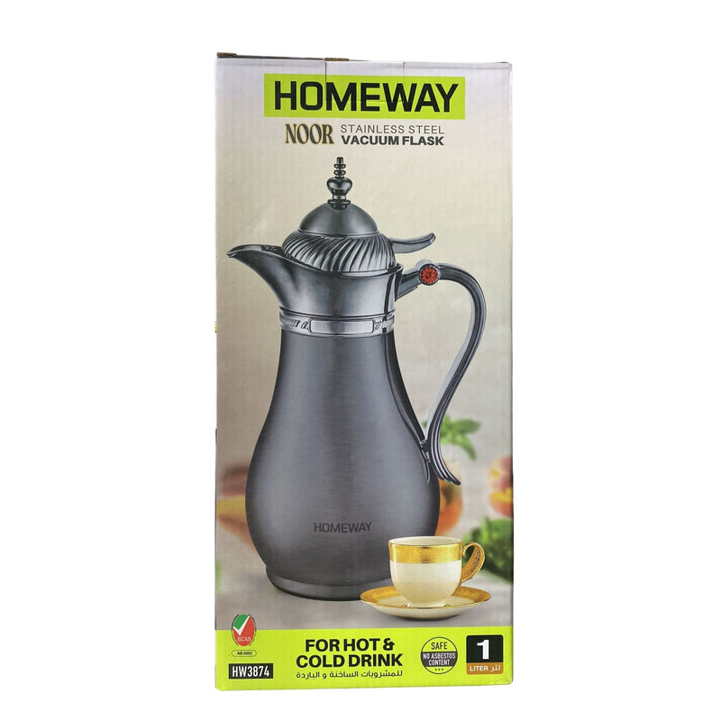 Homeway Noor Stainless Steel Vacuum Flask For Hot & Cold Water 1L HW3874