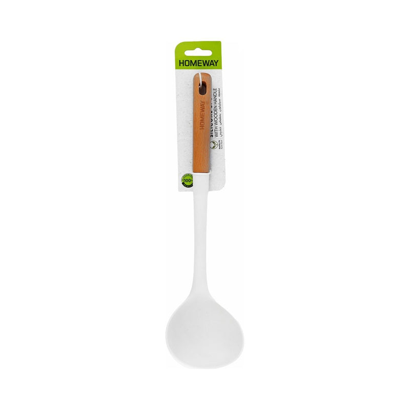Homeway Silicone Ladle with Wooden Handle
