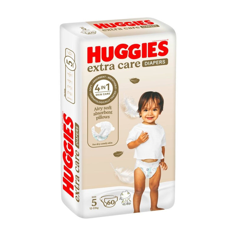 Huggies Extra Care Baby Diapers Size 5 (12-22kg), 60 Pieces
