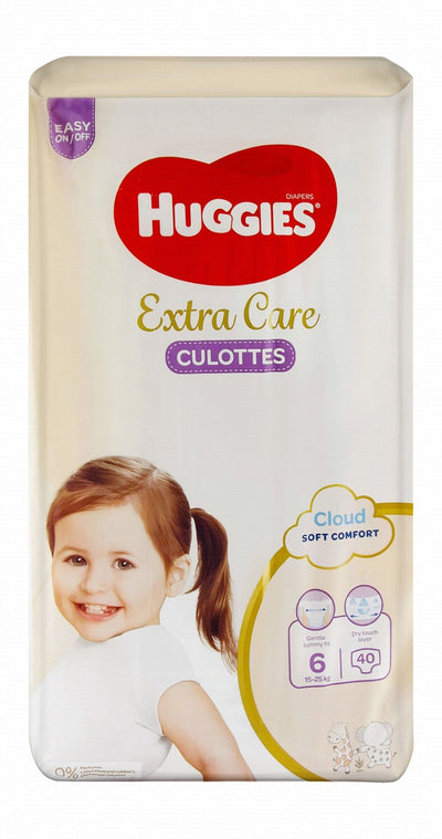 Huggies Extra Care Culottes Baby Diaper Pants Size 6 (15-25kg), 40 Pieces