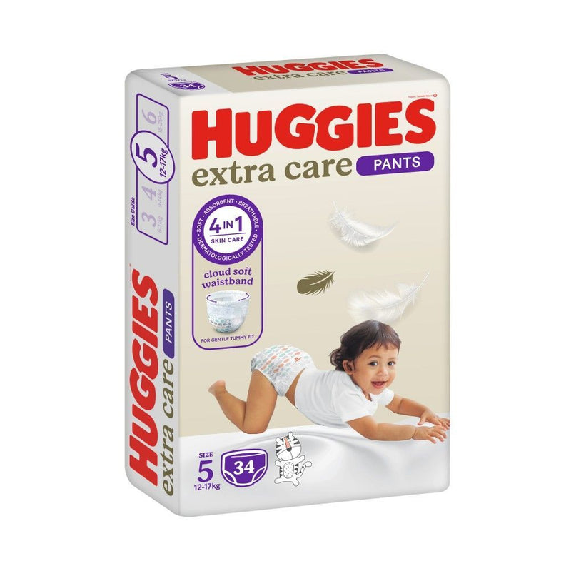 Huggies Extra Care Culottes Hypoallergenic Baby Diaper Pants Size 5 (12-17kg), 34 Pieces