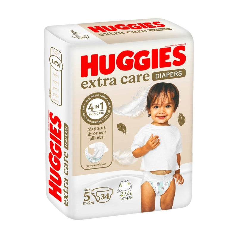 Huggies Extra Care Diapers Size 5 From 12-22 kg, 34 Pieces