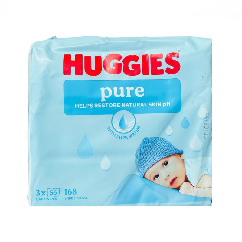 Huggies Pure Baby Cleansing Wipes, 3x56 Wipes