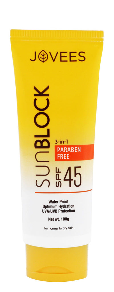 Jovees Water Proof 3in1 Hydrating Sunscreen for Normal to Dry Skin SPF45, 100g