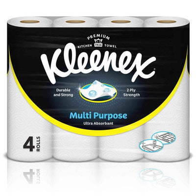 Kleenex Multi Purpose Kitchen Towels 2 Ply, 4 Rolls x 40 Sheets