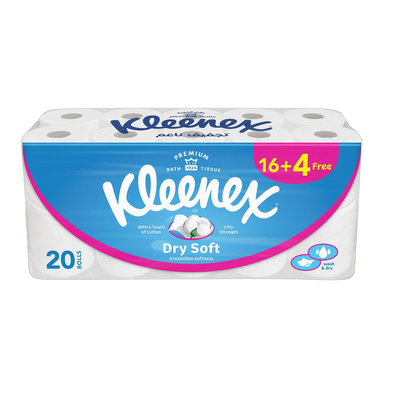 Kleenex Toilet Roll Dry Soft, (16+4)x200 Sheets