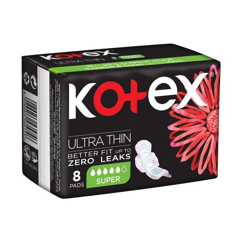 Kotex Super Ultra Thin Pads with Wings, 8 Pieces