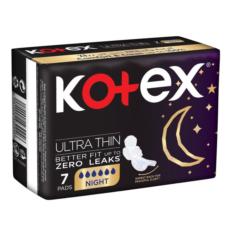 Kotex Ultra Thin Night Pads with Wings, 7 Pieces