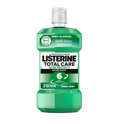 Listerine Total Care Gum Protect 6 Benefit Fluoride Daily Mouthwash Mildertaste Fresh Mint, 250ml