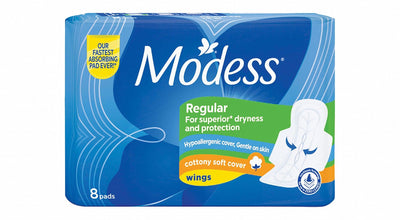 Modess Cottony Soft Regular Pads With Wings, 8 Pieces