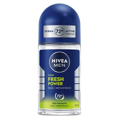 NIVEA Men Fresh Power 48H Antiperspirant Roll-On Deodorant Musk Scent, 50ml