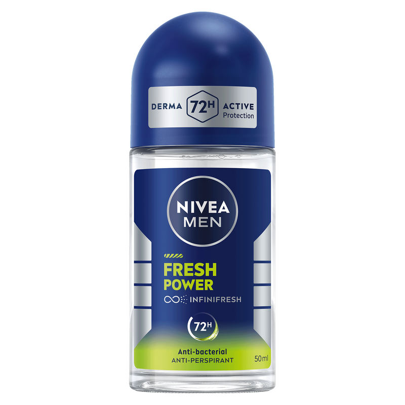 NIVEA Men Fresh Power 48H Antiperspirant Roll-On Deodorant Musk Scent, 50ml
