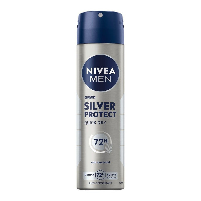 NIVEA Men Silver Protect 48H Antibacterial & Antiperspirant Deodorant Spray, 150ml