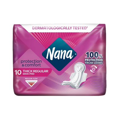 Nana Protection & Comfort Maxi Thick Pads with Wings, 10 Pieces