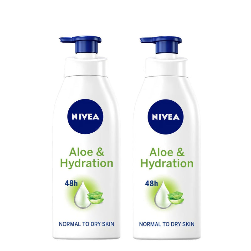 Nivea Aloe & Hydration Body Lotion for Normal & Dry Skin, 2x400ml