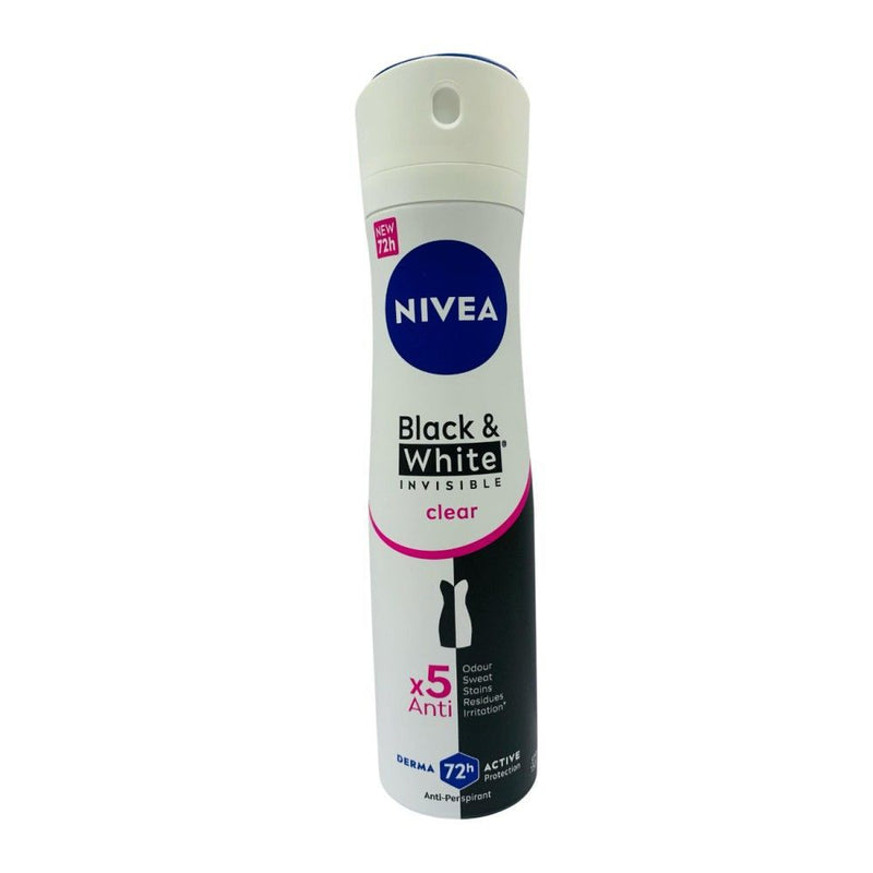Nivea Clear Black & White Invisible 48H Antiperspirant Deodorant Spray for Women, 150ml