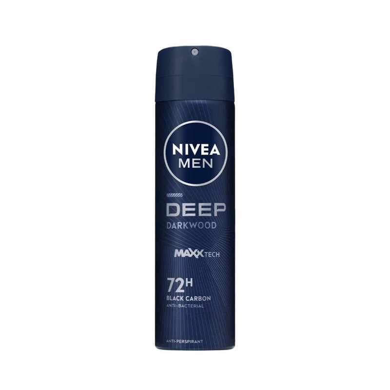 Nivea Deep Black Carbon Antibacterial Dark Wood Scent Deodorant Spray for Men, 200ml