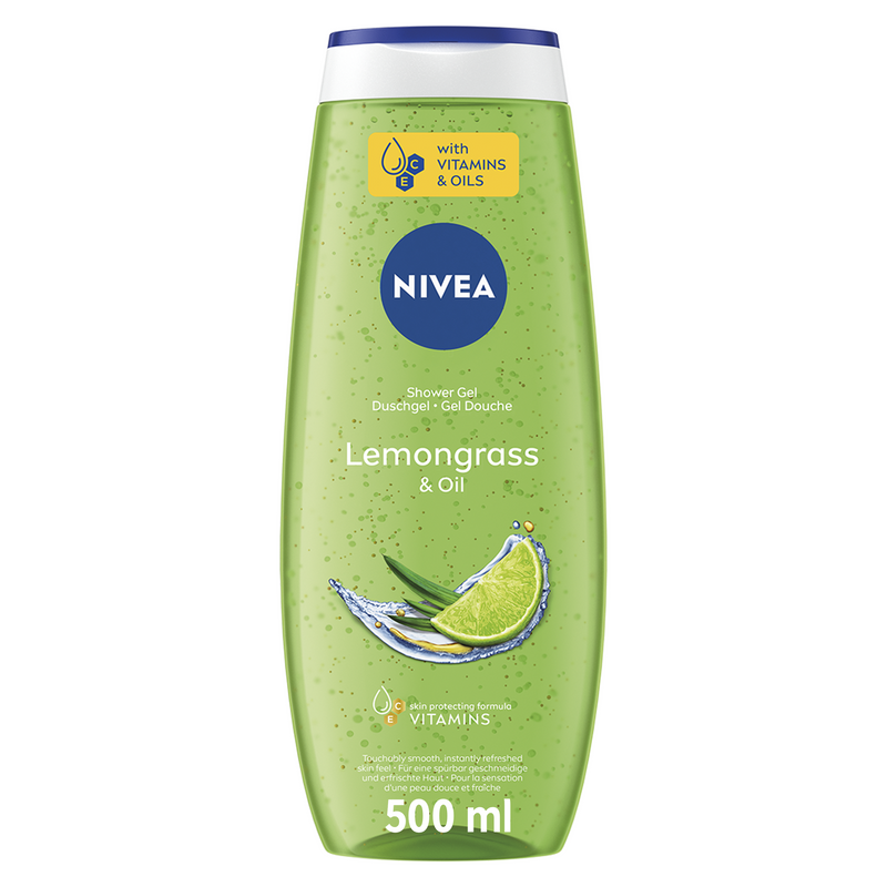 Nivea Lemongrass & Oil with Caring Oil Pearls Lemongrass Scent Shower Gel for Women, 500ml