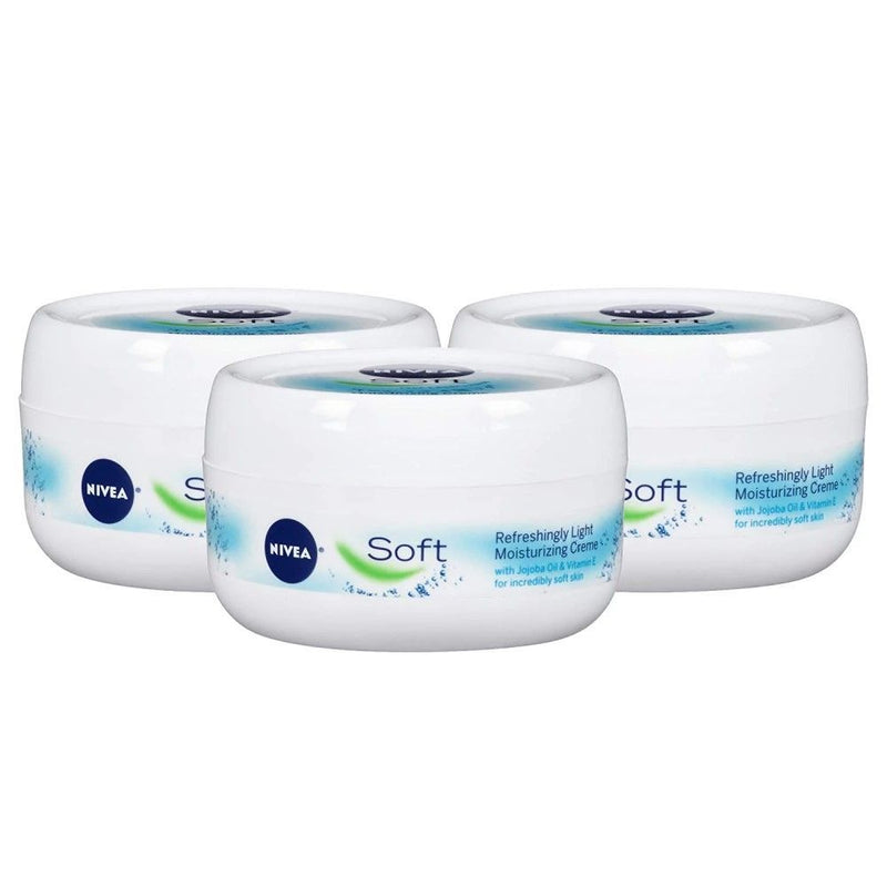 Nivea Soft Face, Body & Hands Cream Jar, 3x100ml