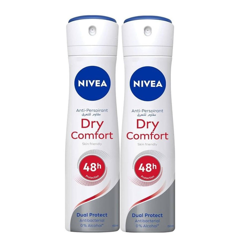 Nivea Women Anti-Perspirant Dry Comfort Dual Protect Deodorant Spray, 2x150ml