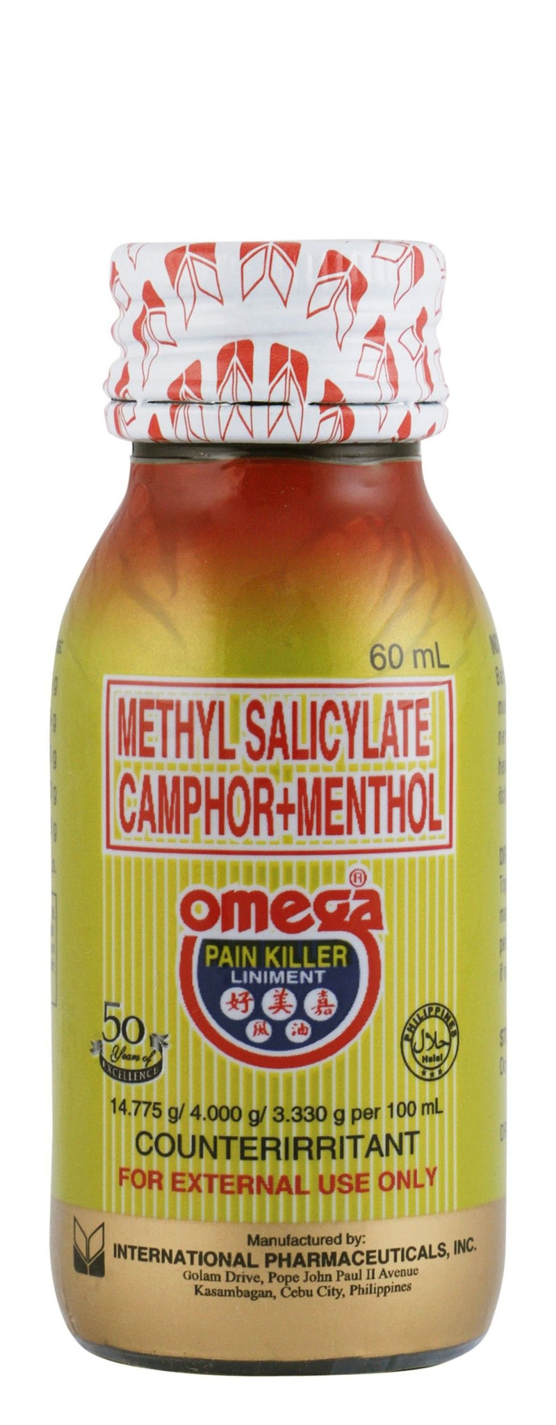Omega Pain Killer Liniment with Methyl Salicylate, Camphor & Menthol, 60ml