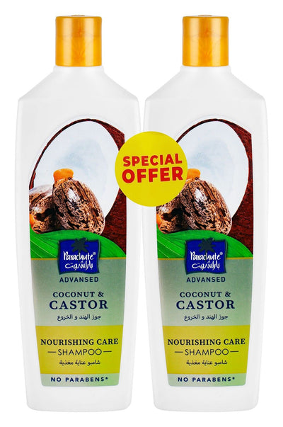 Parachute Advansed Nourishing Shampoos with Coconut & Castor Oil - parabens free, 2x340ml