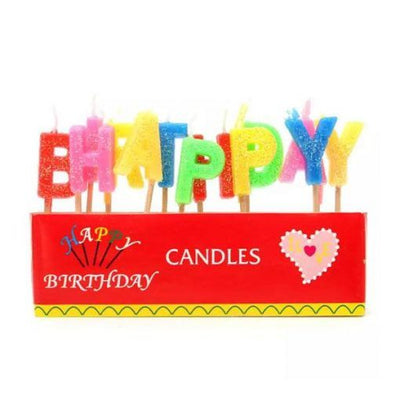 Party Time Colorful Happy Birthday Candles, 13 Pieces