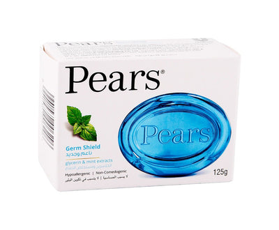 Pears Germ Shield Hypoallergenic Soap Bar with Glycerin & Mint Extract, 125g