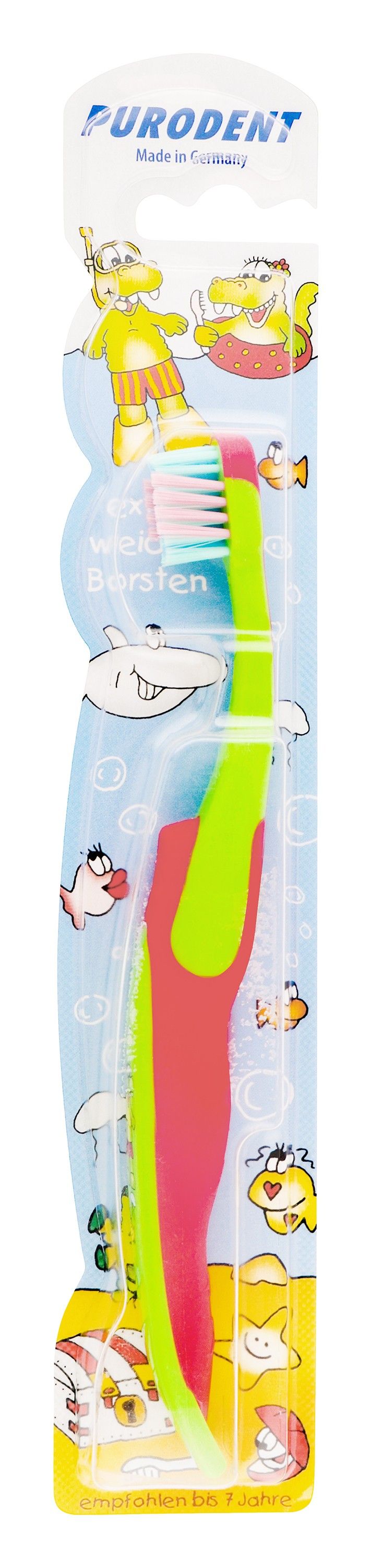 Purodent Green & Red Toothbrush (Up to 7 Years), 1 Piece