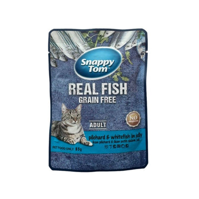 Snappy Tom Real Fish Grain Free Pilchard & Whitefish in Jelly, 85g