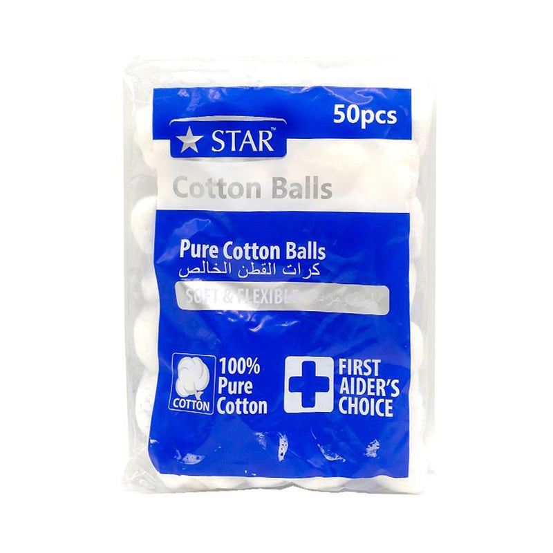 Star Cotton Balls, 50 Pieces