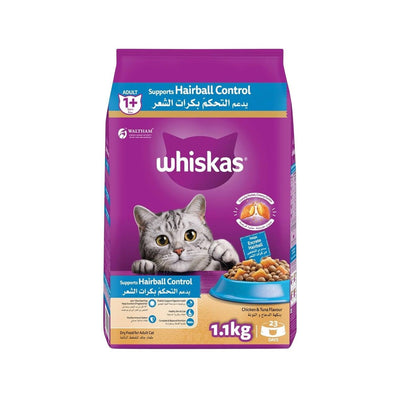 Whiskas Chicken & Tuna Hairball Control Food Bag, 1.1kg