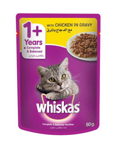 Whiskas Chicken in Gravy Wet Cat Food, 80g